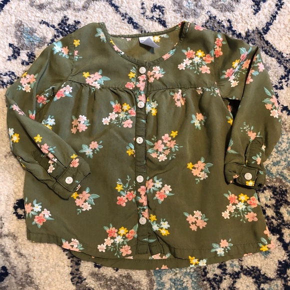 Carters Girls Green & Pink Floral Outfit - Picture 2 of 5